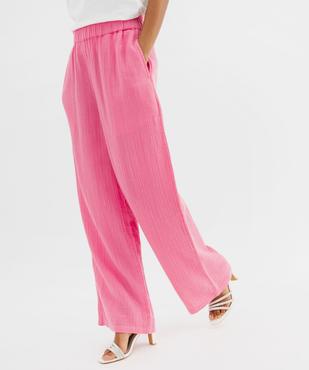 Pantalon large en gaze de coton femme vue1 - GEMO(FEMME PAP) - GEMO