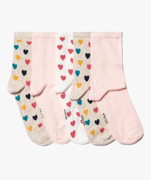 Chaussettes fille à motifs coeurs tige haute (lot de 5) vue1 - GEMO (ENFANT) - GEMO