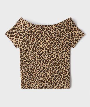 Tee-shirt manches courtes avec col Bardot fille vue2 - GEMO 4G FILLE - GEMO