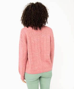 Gilet coupe droite en maille douillette ajourée femme vue3 - GEMO 4G FEMME - GEMO