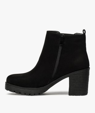 Boots femme à talon et semelle crantée en suédine unie vue3 - GEMO(URBAIN) - GEMO