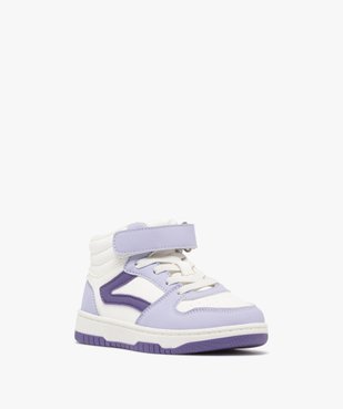 Baskets mid-cut tricolores à scratch et lacets élastiques fille  vue2 - ATHLETIC - GEMO