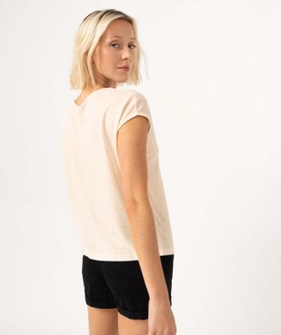 Tee-shirt femme à col V et manches ultra courtes vue3 - GEMO 4G FEMME - GEMO