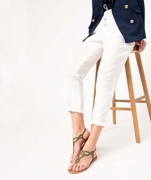 Sandales femme à entre-doigts brides en cuir entrelacées vue1 - GEMO (CASUAL) - GEMO