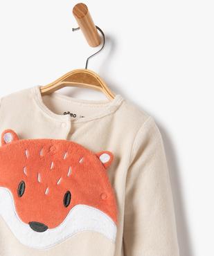 Pyjama bébé en velours à ouverture pressionnée et motif renard vue2 - GEMO(BB COUCHE) - GEMO