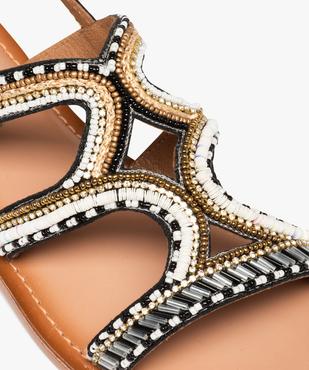Sandales femme à talon plat ornées de perles et de strass vue6 - GEMO (CASUAL) - GEMO