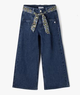 Jean wide leg à taille haute réglable et ceinture fleurie fille - LuluCastagnette vue2 - LULUCASTAGNETTE - GEMO