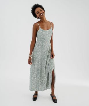 Robe longue fluide et fleurie à fines bretelles femme vue1 - GEMO(FEMME PAP) - GEMO