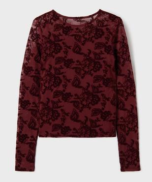 Tee-shirt manches longues en tulle à motif velours fille vue3 - GEMO (JUNIOR) - GEMO