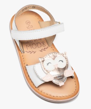 Sandales bébé fille en cuir métallisé à scratch avec hibou fantaisie - MOD8 vue5 - MOD8 - GEMO