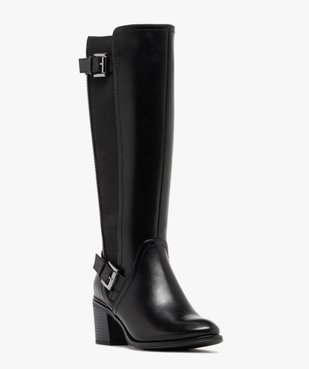 Bottes femme unies à talon carré avec liseré métallisé vue3 - VALENTINA BALDA - GEMO