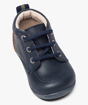Chaussures premiers pas bébé garçon bicolores dessus cuir vue5 - GEMO(BEBE DEBT) - GEMO
