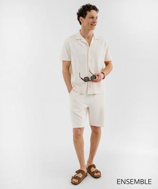 Ensemble chemise manches courtes et bermuda blanc pour homme - GEMO
