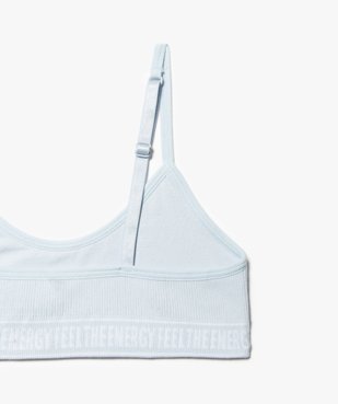 Brassière fille en maille côtelée à fines bretelles vue2 - GEMO 4G FILLE - GEMO