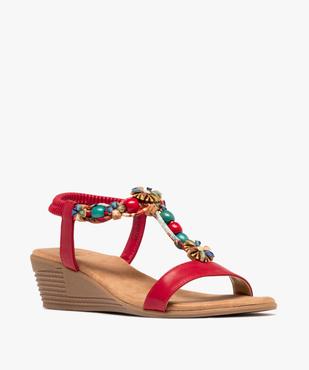 Sandales compensées à brides avec perles et rubans femme - Valentina Baldano vue2 - VALENTINA BALDA - GEMO