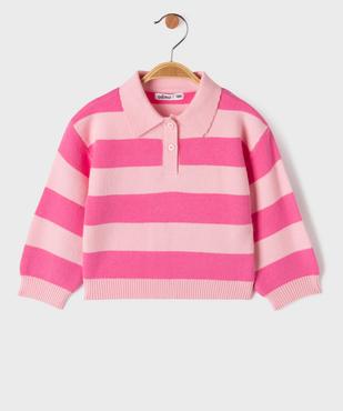 Pull rayé à col polo bébé fille vue1 - GEMO(BEBE DEBT) - GEMO