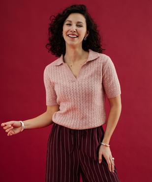 Pull à manches courtes en maille fantaisie femme vue3 - GEMO(FEMME PAP) - GEMO