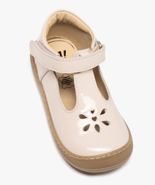 Chaussures premiers pas bébé fille en cuir vernis uni et à scratch - NA! vue9 - NA! - GEMO