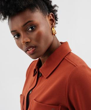 Robe chemise courte en maille sergée femme - LuluCastagnette vue2 - LULUCASTAGNETTE - GEMO