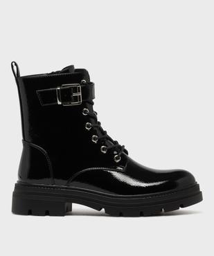 Boots montantes vernies look rangers à épaisse semelle crantée femme vue1 - 5 MILES - GEMO