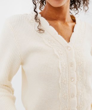 Gilet court à col V avec dentelle femme vue2 - GEMO(FEMME PAP) - GEMO