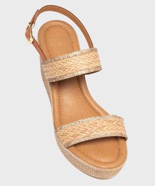 Sandales femme à talon compensé et brides effet tissé avec paillettes vue12 - VALENTINA BALDA - GEMO