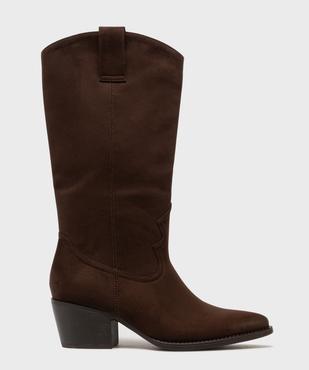 Bottes à talon en suédine look western femme - Follow Me vue1 - FOLLOW ME - GEMO