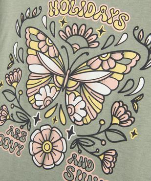 Tee-shirt manches courtes avec franges fille vue2 - GEMO 4G FILLE - GEMO