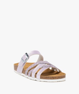 Mules femme plates à brides métallisées et pailletées vue2 - GEMO (CASUAL) - GEMO