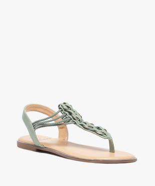 Sandales femme à talon plat et entre-doigts détails métal vue2 - GEMO (CASUAL) - GEMO