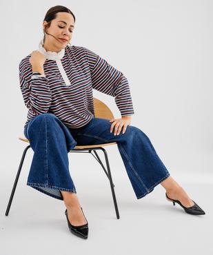 Polo manches longues avec col froncé femme grande taille vue1 - GEMO (G TAILLE) - GEMO