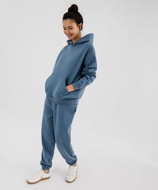 Pantalon de jogging en molleton uni à taille élastiquée femme vue4 - GEMO 4G FEMME - GEMO