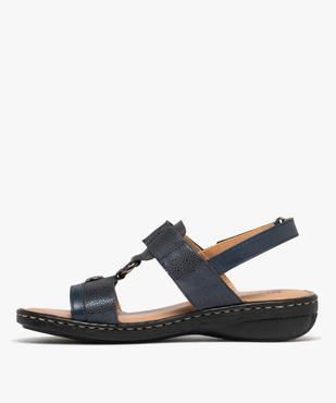 Sandales confort dessus cuir pailleté fermetures à scratch femme vue3 - G'FLEX - GEMO