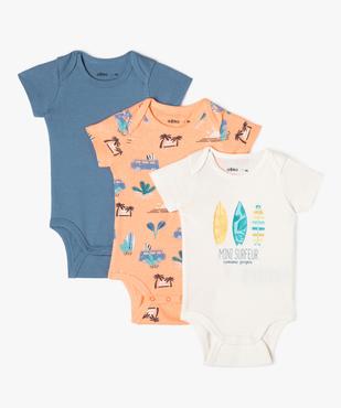 Bodies à manches courtes avec motifs marins bébé garçon (lot de 3) vue1 - GEMO 4G BEBE - GEMO
