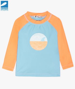 Tee-shirt anti-UV bébé garçon bicolore et imprimé en polyester recyclé - Gémo x Surfrider vue1 - SURFRIDER DTR - GEMO