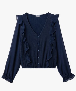 Tee-shirt femme avec manches en voile et volants vue4 - GEMO(FEMME PAP) - GEMO