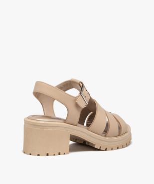 Sandales femme à talon style rock dessus cuir uni vue4 - GEMO(URBAIN) - GEMO