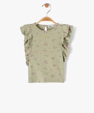 Tee-shirt bébé fille fleuri sans manches à volants vue1 - GEMO(BEBE DEBT) - GEMO