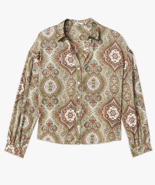 Chemise imprimée en matière satinée femme vert vue4 - GEMO(FEMME PAP) - GEMO