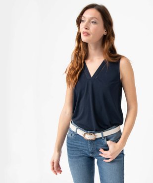 Débardeur femme avec col V fantaisie vue1 - GEMO(FEMME PAP) - GEMO