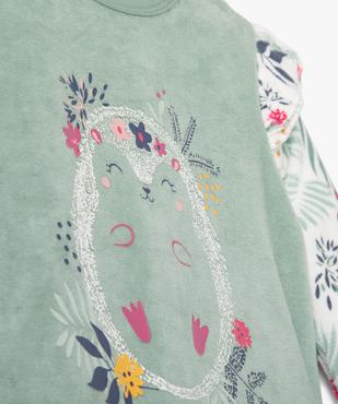 Pyjama en velours avec volants sur les épaules bébé fille - Petit Béguin vue2 - PETIT BEGUIN - GEMO