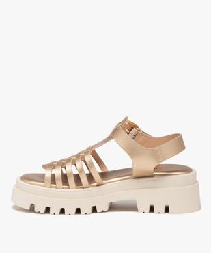 Sandales femme à talon dessus métallisé avec semelle crantée vue4 - GEMO (CASUAL) - GEMO