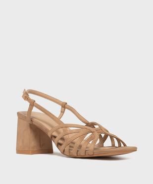 Sandales à talon large en suédine femme vue2 - FOLLOW ME - GEMO