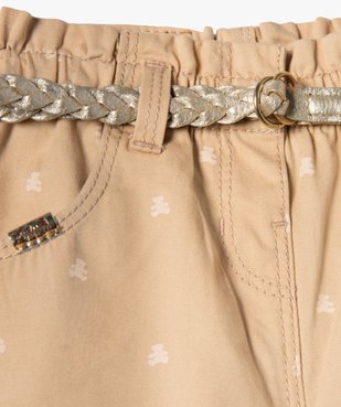 Pantalon bébé fille coupe carotte avec motif et ceinture tressée - LuluCastagnette vue2 - LULUCASTAGNETTE - GEMO