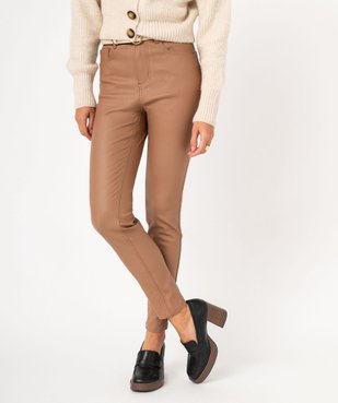 Pantalon skinny enduit push-up taille haute  vue1 - GEMO 4G FEMME - GEMO