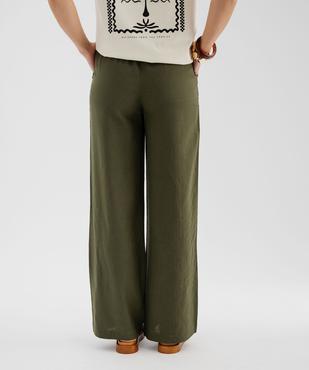 Pantalon large en viscose et lin à taille élastiquée femme vue3 - GEMO 4G FEMME - GEMO