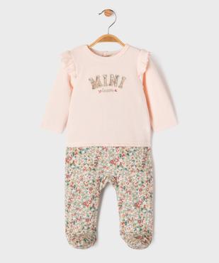 Pyjama dors-bien en velours à motifs fleuris bébé fille vue1 - GEMO 4G BEBE - GEMO