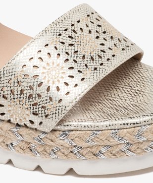 Sandales femme compensées à brides ajourées  vue6 - GEMO(URBAIN) - GEMO