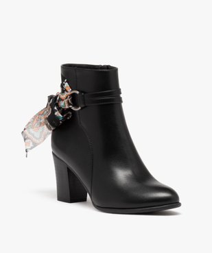 Boots femme à talon avec dessus uni et bride foulard vue2 - GEMO(URBAIN) - GEMO
