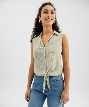 Chemise sans manches imprimée avec nœud dans le bas femme vue2 - GEMO 4G FEMME - GEMO